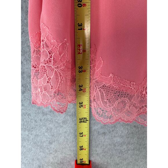 Victoria's Secret Women's sz S Lace Trim Nightie Lingerie Coral Pink Ribbon Tie - Picture 8 of 8